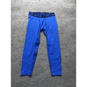 Nike Pro Pants Mens Medium Blue Chevron Compression Leggings Running Training